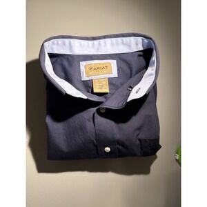 Ariat Men's Wrinkle-Free Long Sleeve Button-Down Shirt Navy XXL 2XL  Western